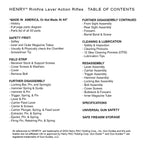 Gun Guides DISASSEMBLY & REASSEMBLY HENRY RIMFIRE LEVER ACTION RIFLES
