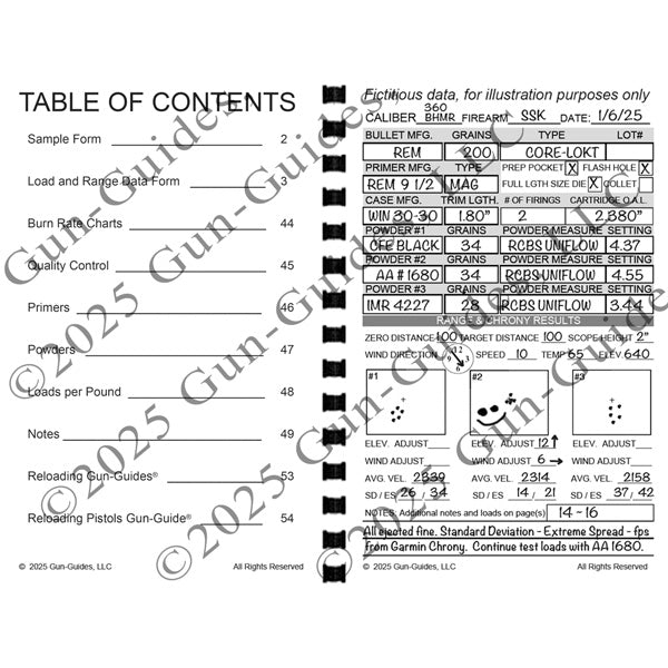 GUN GUIDES CUSTOM HAND- LOADS & RANGE DATA LOG BK
