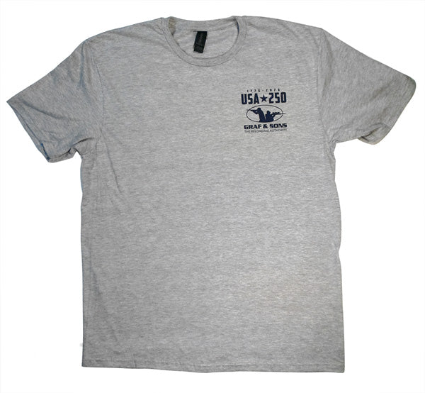 Graf & Sons Men's USA 250th T-Shirt Gray Cotton Medium
