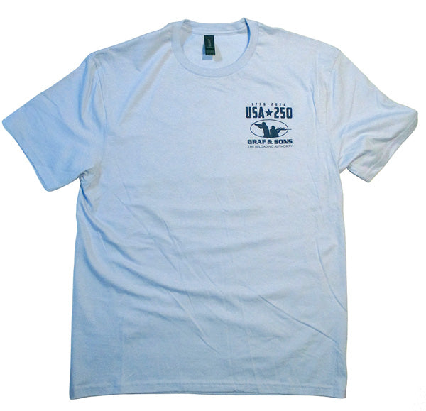 Graf & Sons Men's USA 250th T-Shirt Light Blue Cotton Medium