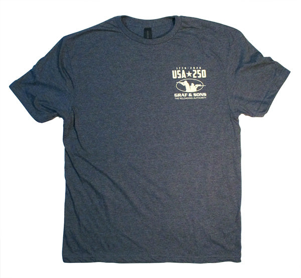 Graf & Sons Men's USA 250th T-Shirt Navy Blue Cotton Medium