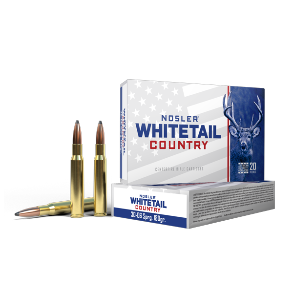 Nosler Whitetail Country 30-06 Springfield Ammunition 180 Grain Solid Base Spritzer Box of 20