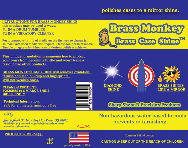 SHARP SHOOT R BRASS MONKEY CASE SHINE 8oz BOTTLE