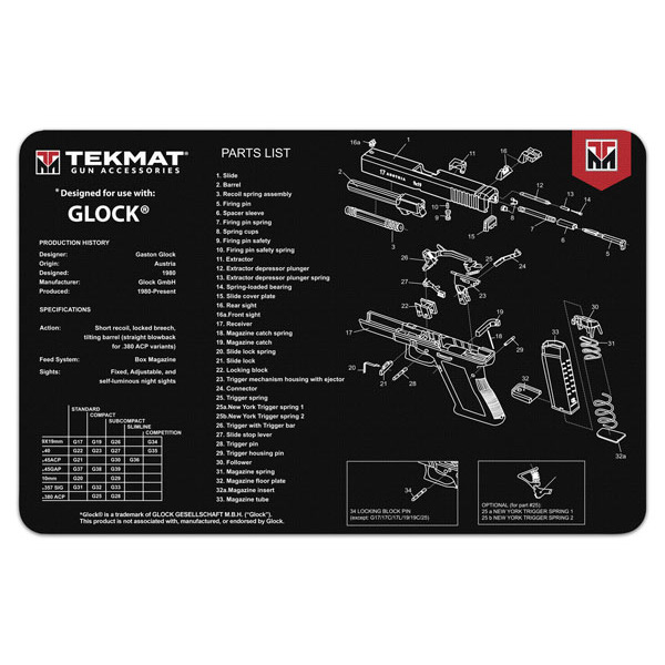 TEKMAT GLOCK 17"x 11" HANDGUN MAT