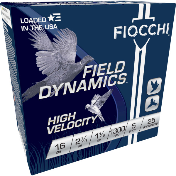 FIOCCHI AMMO 16ga 2.75" HI-VEL 1300fps 1-1/8oz #5 25/bx